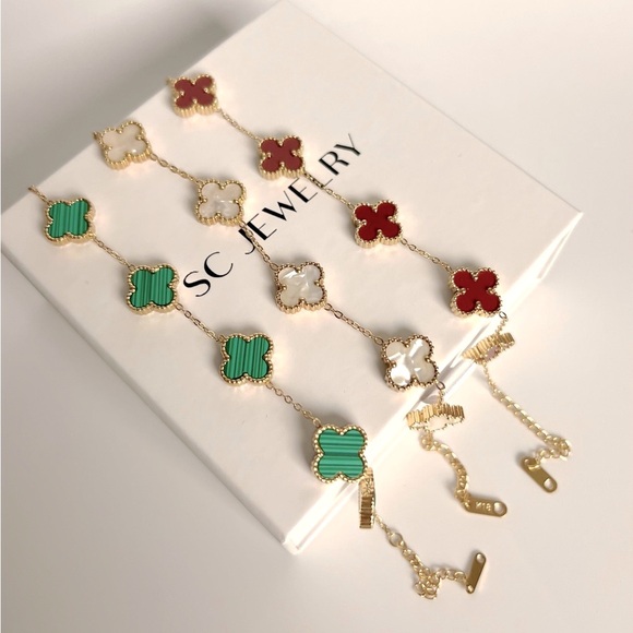 Clover Bracelet Mother of Pearl Four Leaf Jewelry - Picture 5 of 9